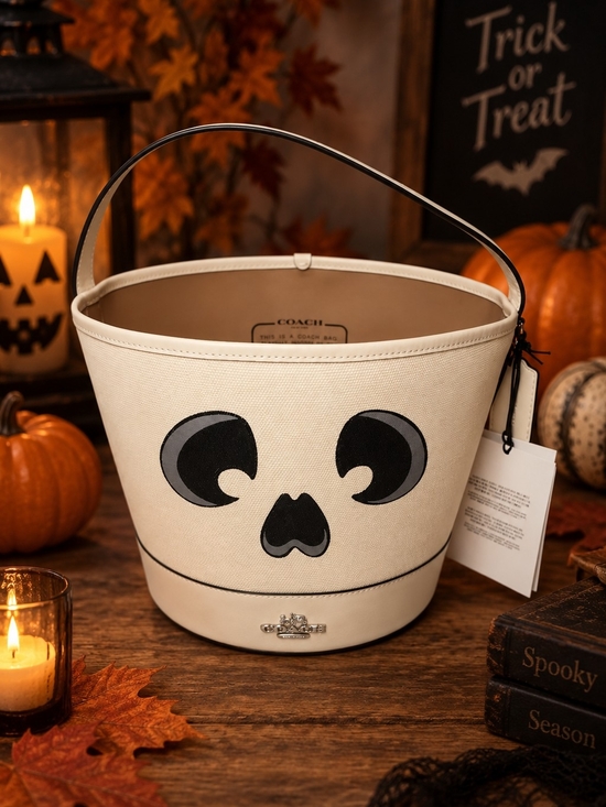 Coach Handbags - Coach Halloween Trick Or Treat Bucket Bag Skeleton Ghost